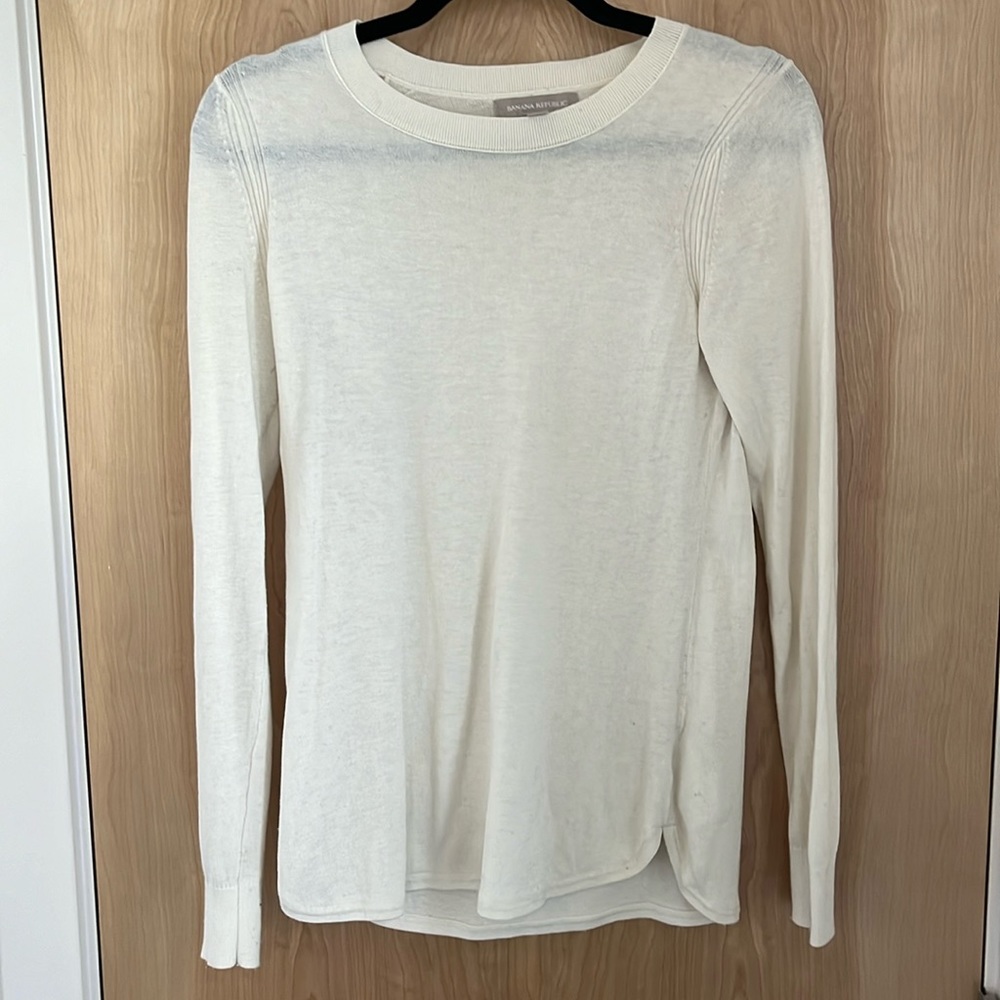 Banana Republic Crew Sweater Silk and Cotton Ivory Sweater Small